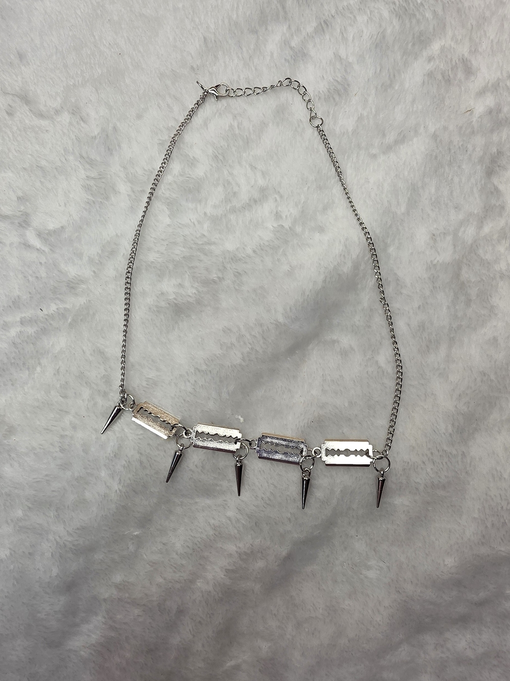 Silver Razor Blade Spike Necklace - Women Jewelry